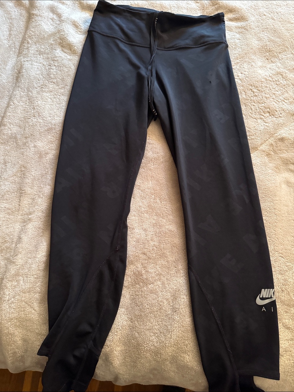 Nike Black Performance Leggings with Subtle Tonal Print
